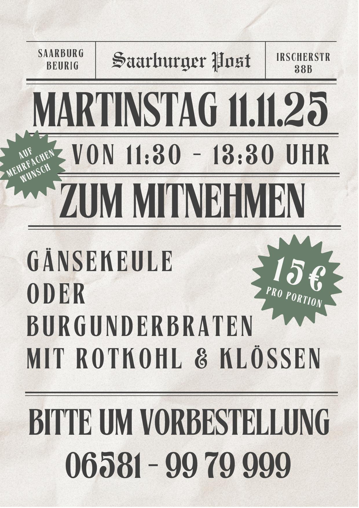 Erika Loch Martinstag  Gnsekeule oder Burgunderbraten